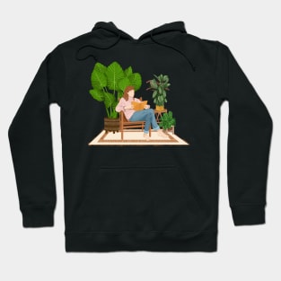 Reading with plants 4 Hoodie